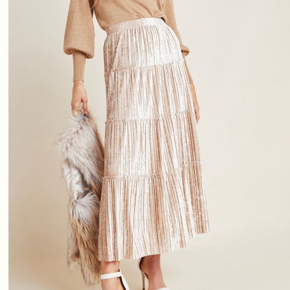COPY - Anthropologie Maeve Julie Pleated Velour Midi Skirt